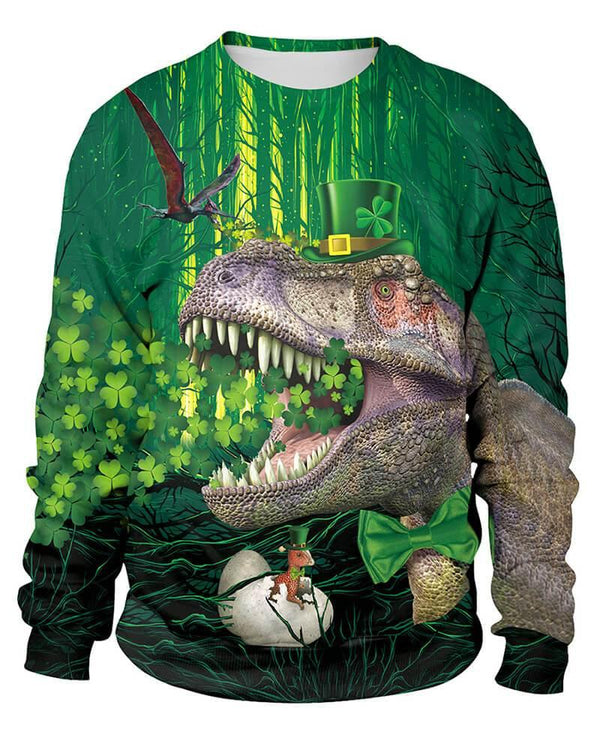 Dinosaur In The Green Hat Unisex Green Patrick Sweatshirt Pullover